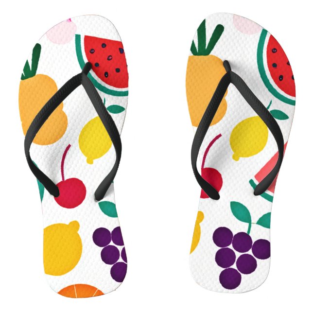 Colourful Neon Fruit Fiesta Flip Flops (Footbed)
