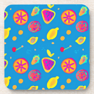 Colourful Neon Fruits Pattern Symphony Coaster