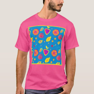 Colourful Neon Fruits Pattern Symphony T-Shirt