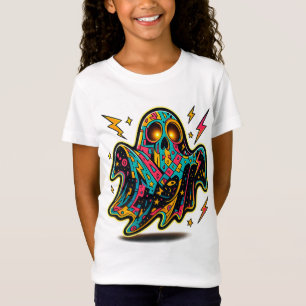 Colourful Neon Ghost Girls’ Halloween T-Shirt