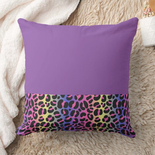 Colourful Neon Gradient Leopard Print Cushion (Blanket)
