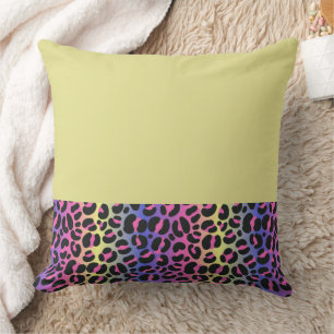 Colourful Neon Gradient Leopard Print Cushion