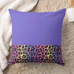 Colourful Neon Gradient Leopard Print Cushion