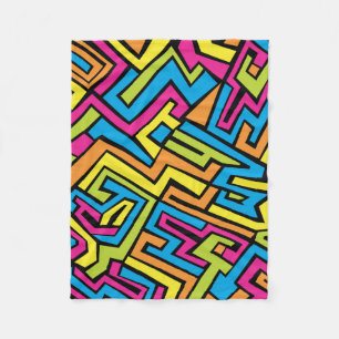 Colourful Neon Graffiti Street Art Pattern   Fleece Blanket