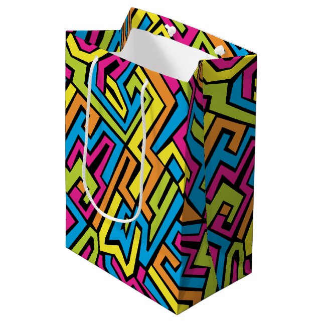 Colourful Neon Graffiti Street Art Pattern Medium Gift Bag (Front Angled)