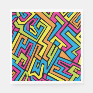 Colourful Neon Graffiti Street Art Pattern  Napkin