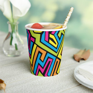 Colourful Neon Graffiti Street Art Pattern Paper Cups
