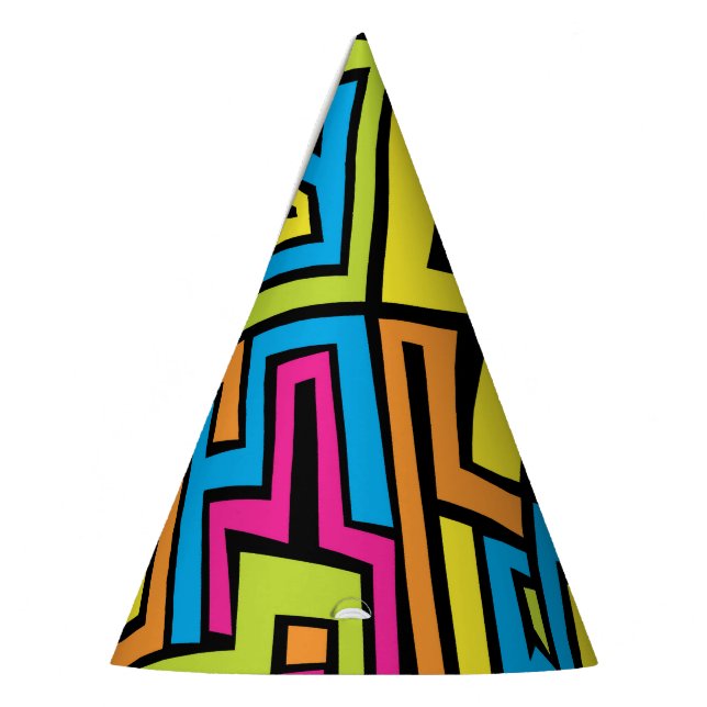 Colourful Neon Graffiti Street Art Pattern  Party Hat (Left)
