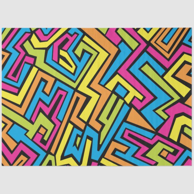 Colourful Neon Graffiti Street Art Pattern   Tissue Paper (Front)