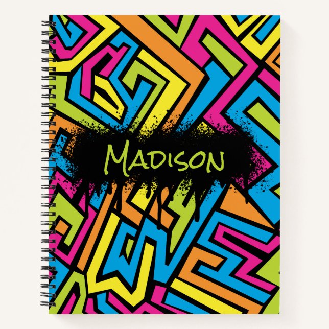 Colourful Neon Graffiti Street Art Sketchbook Notebook (Front)