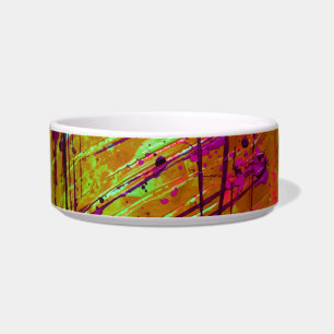 Colourful Neon Green Abstract Splatter Paint Bowl