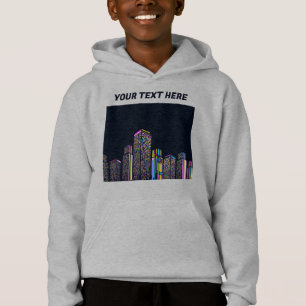 Colourful Neon Grid City Skyscrapers Hoodie