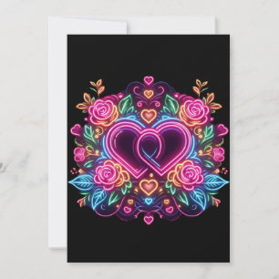 Colourful neon heart Valentine's day Holiday Card