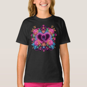 Colourful neon heart Valentine's day  T-Shirt