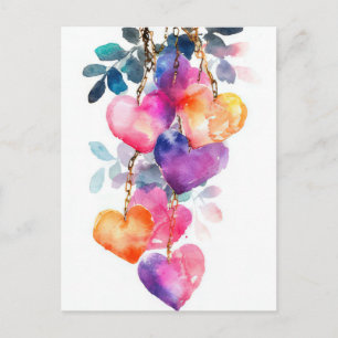 Colourful neon Hearts Valentine's Greeting Postcard