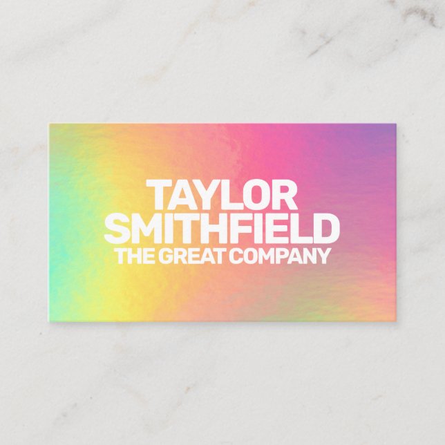 Colourful Neon Holographic Business Card (Front)