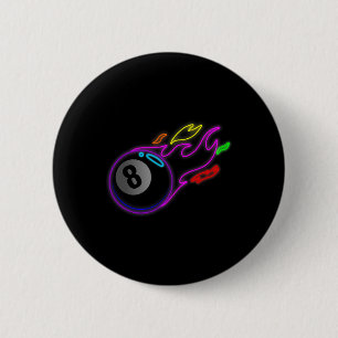 Colourful Neon Lights Eight Ball Billiards Pool Mm 6 Cm Round Badge
