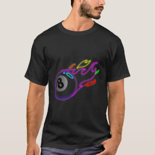 Colourful Neon Lights Eight Ball Billiards Pool Mm T-Shirt