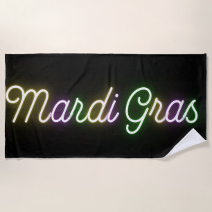 Colourful Neon Mardi Gras Beach Towel