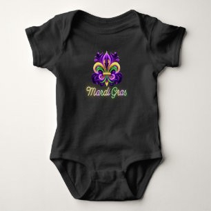 Colourful Neon Mardi Gras Fleur de lis Baby Bodysuit