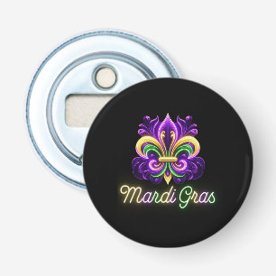 Colourful Neon Mardi Gras Fleur de lis Bottle Opener