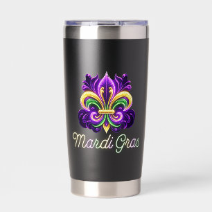 Colourful Neon Mardi Gras Fleur de lis Insulated Tumbler