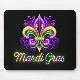 Colourful Neon Mardi Gras Fleur de lis Mouse Mat