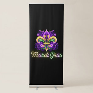 Colourful Neon Mardi Gras Fleur de lis Retractable Banner