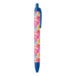 Colourful Neon Modern Flower Pattern Black Ink Pen