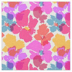 Colourful Neon Modern Flower Pattern Fabric