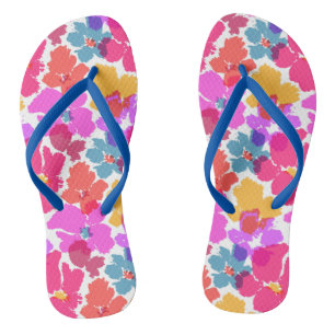 Colourful Neon Modern Flower Pattern Flip Flops