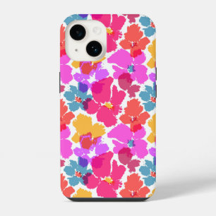 Colourful Neon Modern Flower Pattern iPhone 14 Case