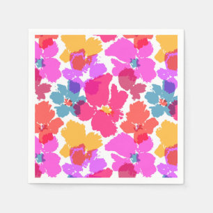 Colourful Neon Modern Flower Pattern Napkin