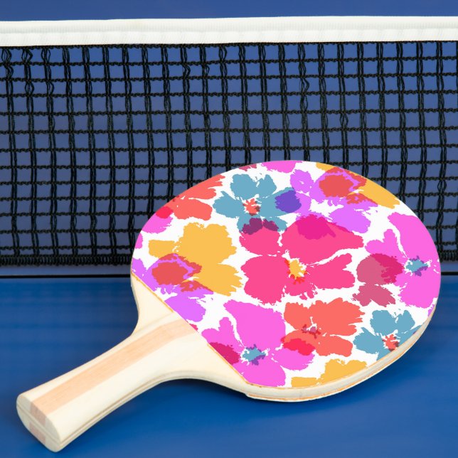 Colourful Neon Modern Flower Pattern Ping Pong Paddle (Insitu)