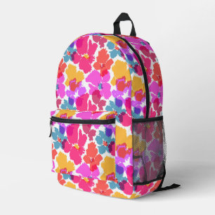 Colourful Neon Modern Flower Pattern Printed Backpack