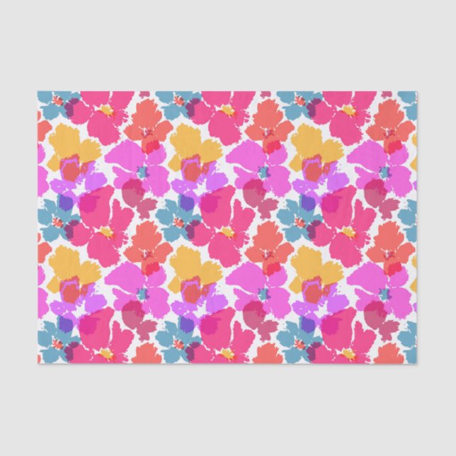 Colourful Neon Modern Flower Pattern Tissue Paper (Front)