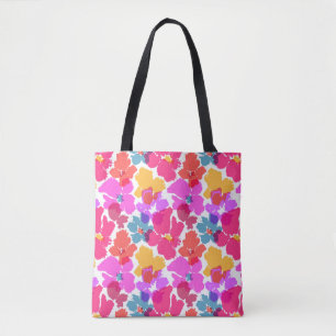 Colourful Neon Modern Flower Pattern Tote Bag