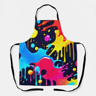 Colourful Neon Paint Splatter Art Apron