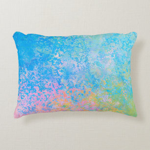Colourful Neon Pastel Sky Alcohol Ink Abstract Decorative Cushion