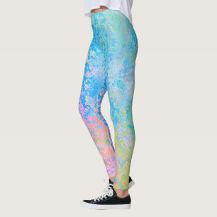 Colourful Neon Pastel Sky Alcohol Ink Abstract Leggings