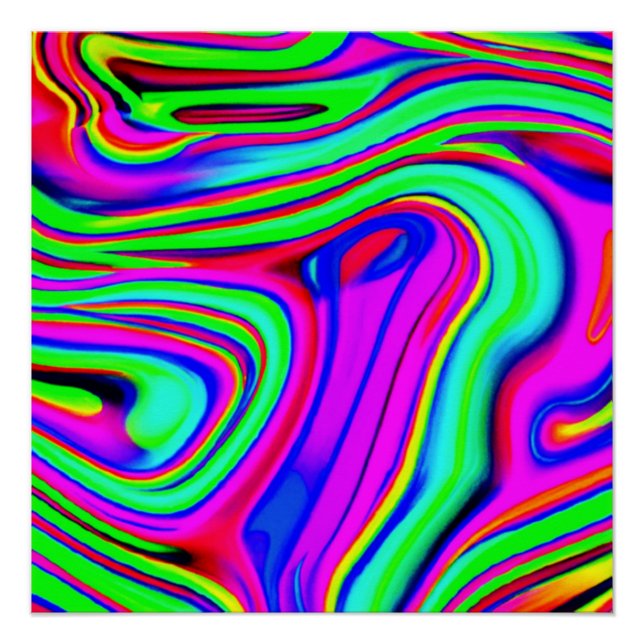 Colourful Neon Patterns. Buy Now Poster (Front)
