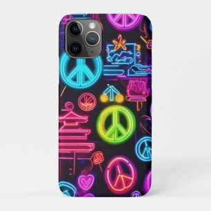 Colourful Neon Peace Pattern iPhone 11 Pro Case