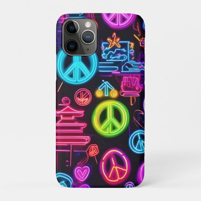 Colourful Neon Peace Pattern Case-Mate iPhone Case (Back)