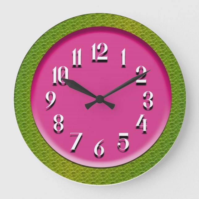 Colourful Neon Pink and Green Large Clock (Front)