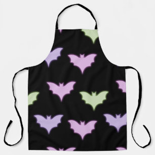 Colourful Neon Pink Purple Green Bats Halloween  Apron