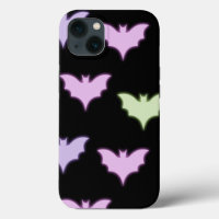 Colourful Neon Pink Purple Green Bats Halloween M