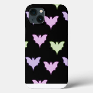 Colourful Neon Pink Purple Green Bats Halloween  M iPhone 13 Case