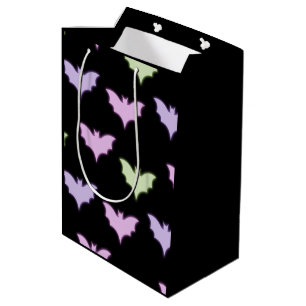 Colourful Neon Pink Purple Green Bats Halloween Medium Gift Bag