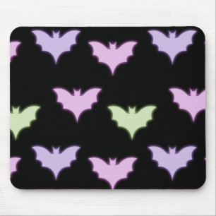 Colourful Neon Pink Purple Green Bats Halloween Mouse Mat