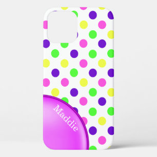 Colourful Neon Polka Dots iPhone iPhone 12 Case